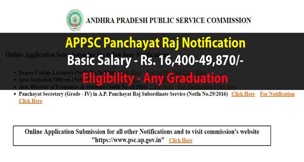 APPSC Panchayat Secretary Notification