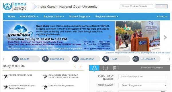 IGNOU official website home page