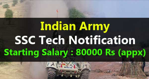 Indian Army recruitment SSC Tech notiifcation