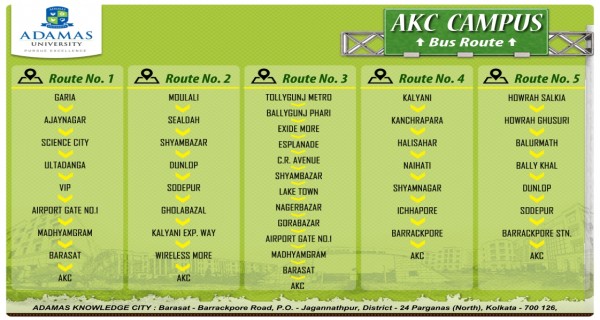 bus routes Adamas University