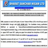 BSNL JTO Recruitment Notification 2017